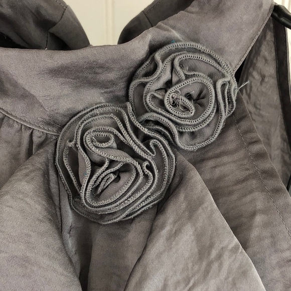 B•Design Gray Ruffle Tie Blouse - Picture 3 of 10